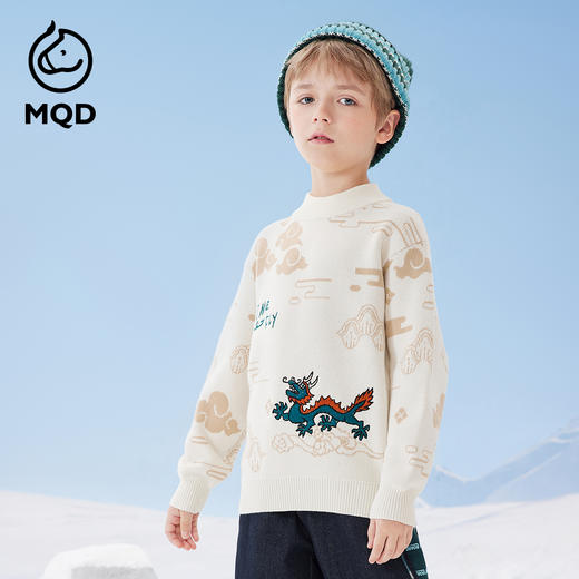 【秒2】【MQD】男童冬季国潮立体绣精致半高领针织衫 商品图0