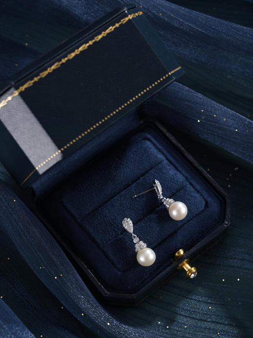 子佩集【绚烂年华】银S925珍珠惜王妃耳钉【E3619】8mm珠双色水滴吊球2601 商品图6