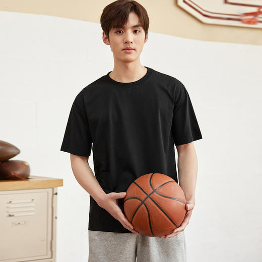 GXG男装夏季时尚简约字母休闲百搭男士圆领短袖t恤K&C 商品图2