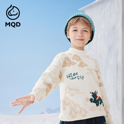 【秒2】【MQD】男童冬季国潮立体绣精致半高领针织衫 商品图2