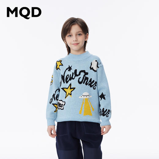 【MQD】男童冬季童趣潮酷提花舒适半高领针织衫 商品图2