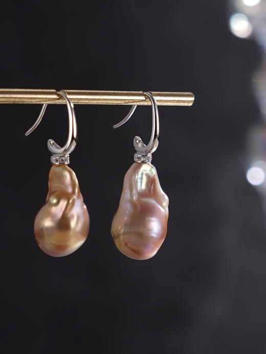 子佩集【潮汐旋律】银S925珍珠惜王妃耳环【W7532】12*20mm珠双色巴洛克彩2601 商品图3