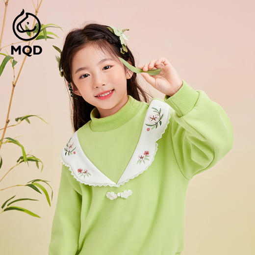 【秒3】【MQD】女童冬季国风盘扣精致优雅半高领卫衣 商品图1