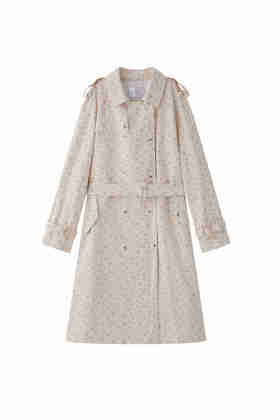 现货  卢浮花期 优雅氛围感 定制印花长款风衣