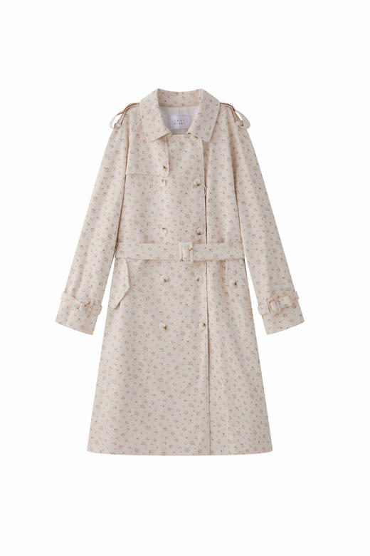 现货  卢浮花期 优雅氛围感 定制印花长款风衣 商品图0