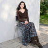 三彩2026春季新款两穿格纹网纱半身裙松紧腰A字裙长裙梦幻S 商品缩略图1