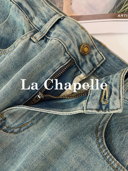 专柜实拍【高棉/舒适百搭】拉夏贝尔/La Chapelle水洗渐变直筒牛仔裤高腰显瘦舒适百搭长裤 商品图7
