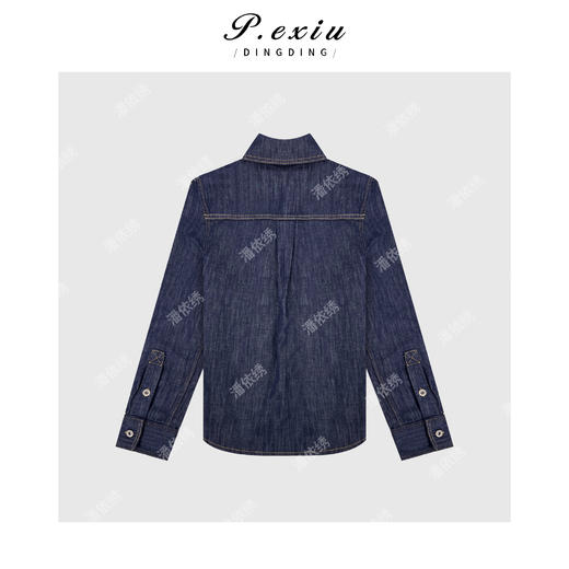 04-6潘依绣丁丁宠粉天丝-亚麻复古水洗翻领牛仔衬衫外套S66399 商品图1
