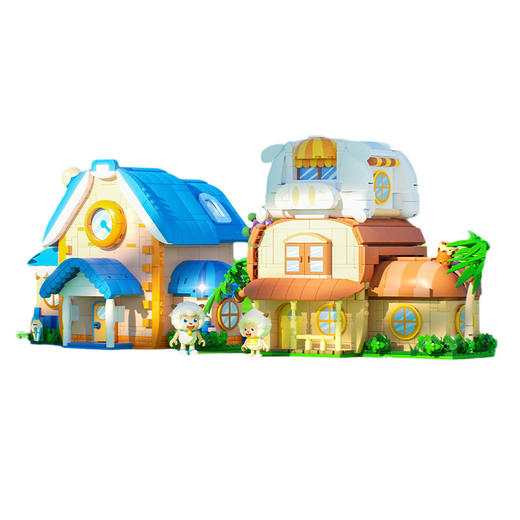 未及喜羊羊与灰太狼懒羊羊联名羊村别墅潮玩积木男女玩具生日礼物 商品图4