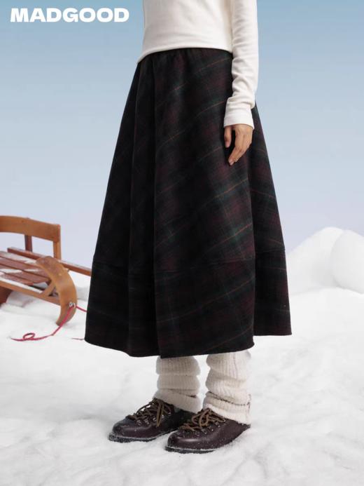马得工地/MDGDBQ14896/毛呢格子茧形半裙 商品图1