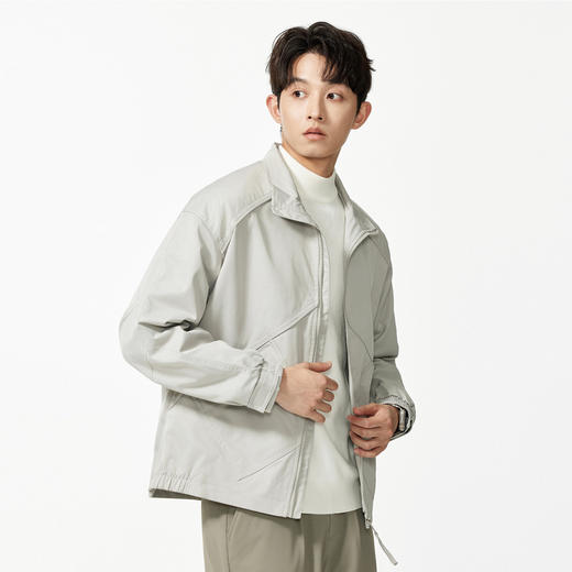 GXG男装秋季时尚拼接微落肩立领简约休闲短款设计感男式夹克K&C 商品图6