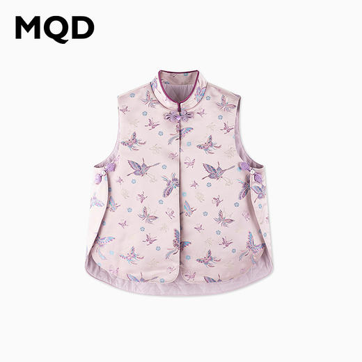 【秒1】【MQD】女童蝴蝶提花立领无袖棉马夹 商品图1