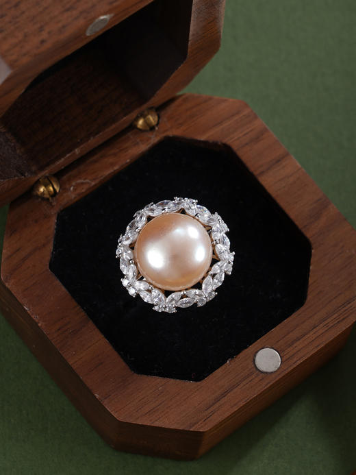 子佩集【蝴蝶花环】银S925珍珠惜王妃戒指【R1968】11.5mm珠双色花绕蝴蝶2601 商品图9