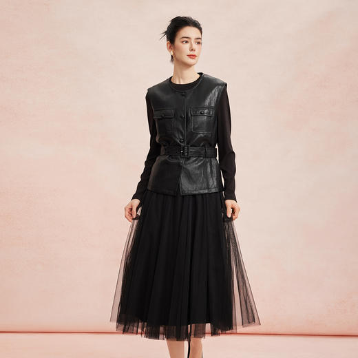 RE804斯尔丽26新款轻奢小香风马甲+网纱连衣裙名媛气质免搭配两件套 商品图9