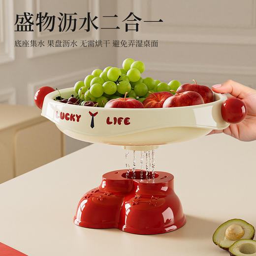 【盛物沥水二合一❗️食品级安心材质】2026新年春节水果盘轻奢高级感点心坚果零食糖果盒复古干果盘茶几客厅新年果盘。jc 商品图1