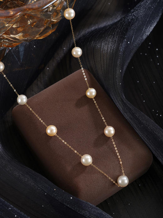 子佩集【露华曦光】G18K珍珠惜王妃项链【MLKJXL005】7mm珠镀金多珠偏橘2601 商品图2