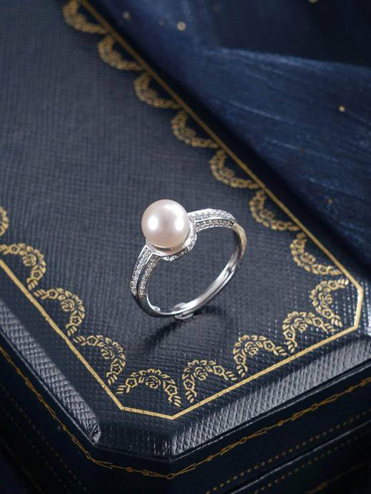 子佩集【银河静界】银S925珍珠惜王妃戒指【R2089】7mm珠双色一字2601 商品图5