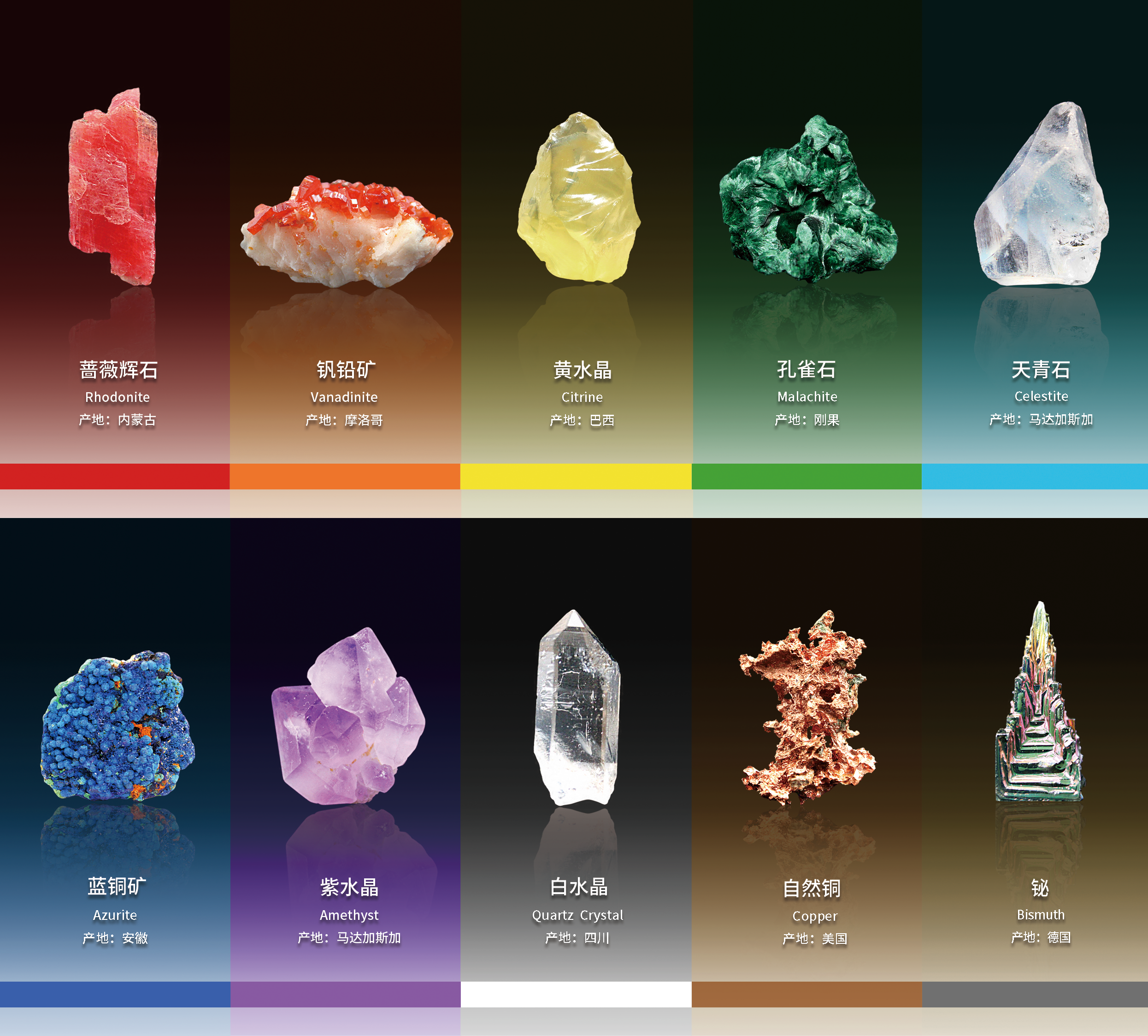 彩色矿物标本套盒经典版（24种）