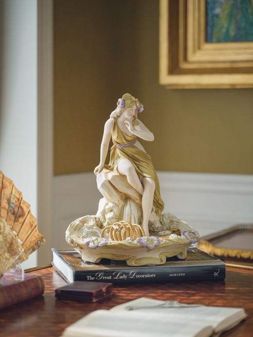 独角鹿西洋古董20世纪捷克Royal Dux瓷窑出品新艺术风格「水泽仙女」主题陶瓷雕塑托盘摆件 商品图1