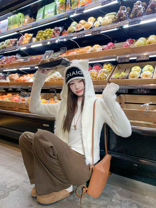 <曾小咸推荐>现货秒杀 ！微信超特价！韩系毛边连帽针织衫 日常199.99 立减110 秒杀89.99！！ 商品图13