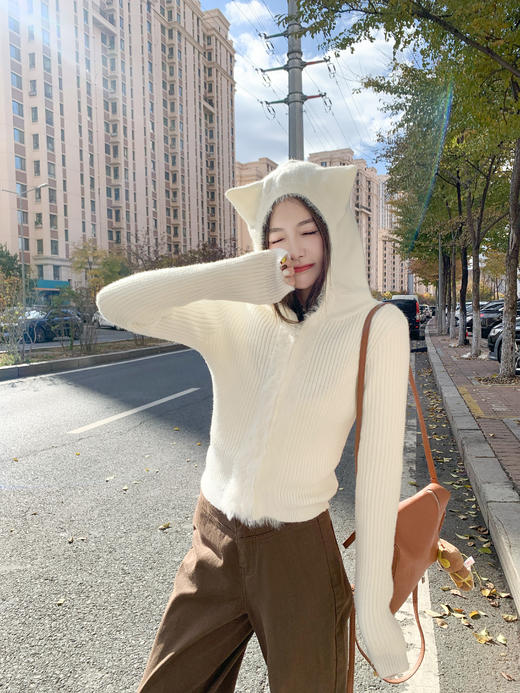 <曾小咸推荐>现货秒杀 ！微信超特价！韩系毛边连帽针织衫 日常199.99 立减110 秒杀89.99！！ 商品图9
