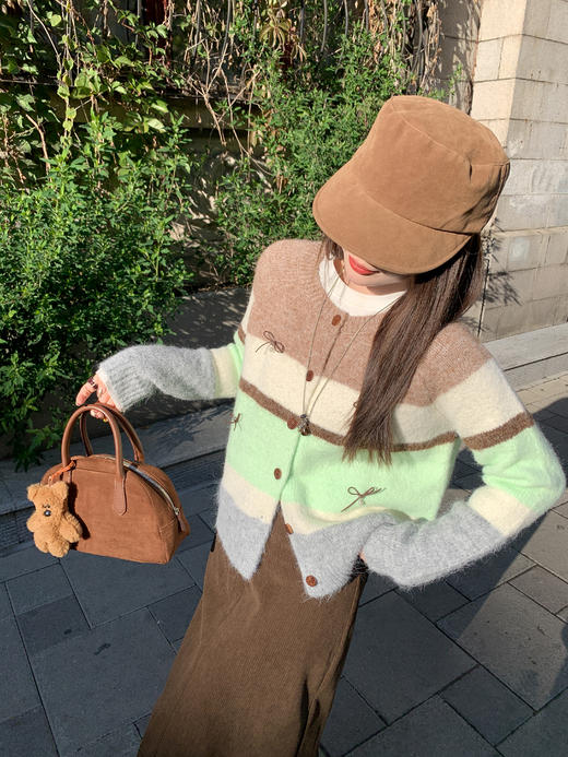 <曾小咸推荐>现货秒杀 ！微信超特价！ 撞色条纹蝴蝶结毛衣 日常219.99 立减130 秒杀89.99！！ 商品图10