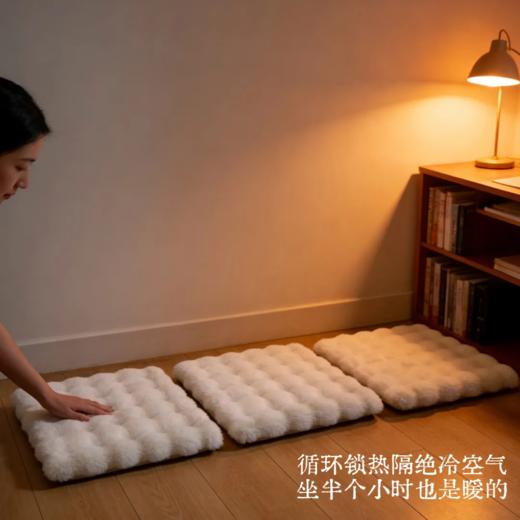【多妈团购 三浦植造仿兔绒坐垫任选2个】PP上的小火炉，秋冬必入！仿兔绒面料，蓬松柔软，坐久也不怕累，☁️防滑黑科技+固定松紧绳，稳固不移位-美初 商品图11