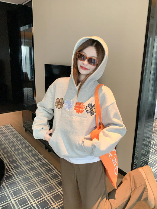 <曾小咸推荐>现货秒杀 ！微信超特价！韩系绣花加绒连帽卫衣 日常229.99 立减140 秒杀89.99！！ 商品图10
