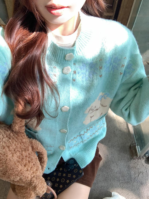 <曾小咸推荐>现货秒杀 ！微信超特价！提花小狗针织开衫 日常199.99 立减110 秒杀89.99！！ 商品图6