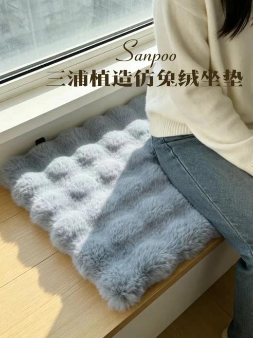 【多妈团购 三浦植造仿兔绒坐垫任选2个】PP上的小火炉，秋冬必入！仿兔绒面料，蓬松柔软，坐久也不怕累，☁️防滑黑科技+固定松紧绳，稳固不移位-美初 商品图2