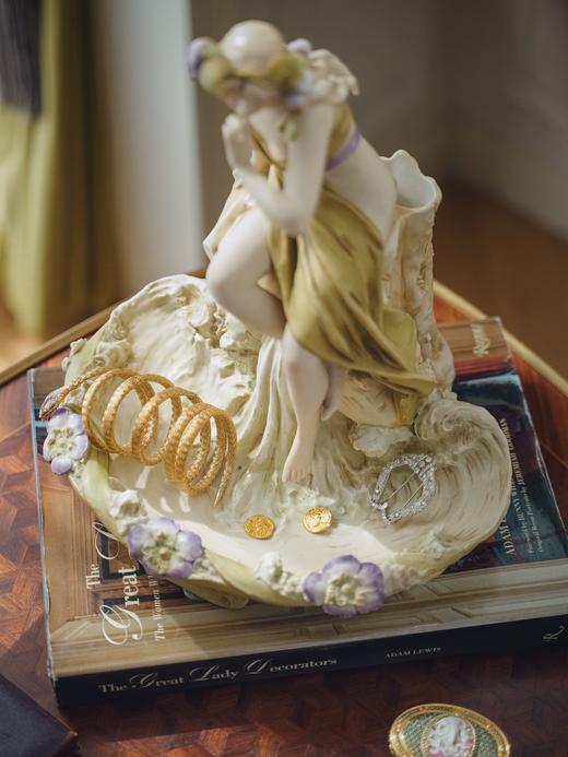 独角鹿西洋古董20世纪捷克Royal Dux瓷窑出品新艺术风格「水泽仙女」主题陶瓷雕塑托盘摆件 商品图2