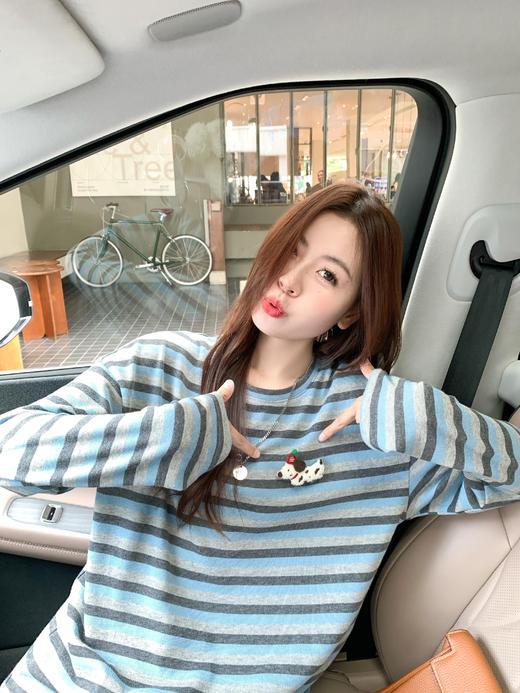 <曾小咸推荐>现货秒杀 ！微信超特价！条纹撞色小狗长袖T恤 日常129.99 立减60 秒杀69.99！！ 商品图10