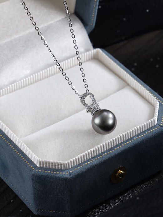 子佩集【蹄印星河】银S925珍珠惜王妃套链【P3072】9mm珠双色马蹄黑珠2601 商品图7