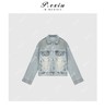 04-2潘依绣丁丁宠粉夏季新款圆领复古韩版短款夹克上衣牛仔外套W5542 商品缩略图0