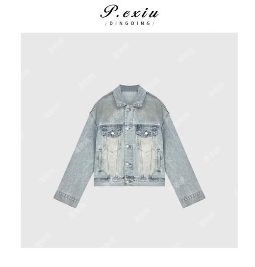 04-2潘依绣丁丁宠粉夏季新款圆领复古韩版短款夹克上衣牛仔外套W5542 商品图0