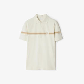 BURBERRY 巴宝莉 男士马术骑士徽标刺绣条纹棉质短袖 Polo 衫 米色 8104054 C1412