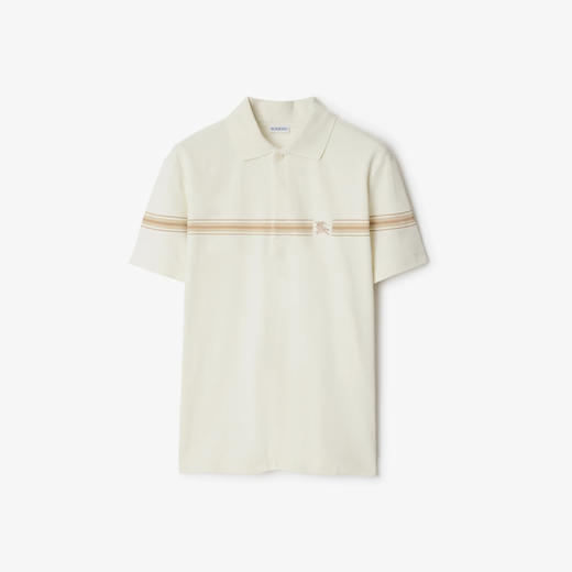 BURBERRY 巴宝莉 男士马术骑士徽标刺绣条纹棉质短袖 Polo 衫 米色 8104054 C1412 商品图0