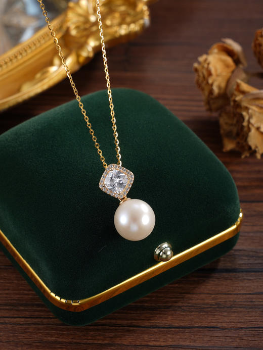 子佩集【莹澈蜜语】银S925珍珠惜王妃套链【P1902】11.5mm珠镀金方块2601 商品图2