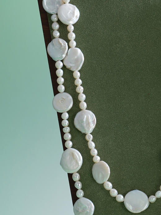 子佩集【挚恋经纬】珍珠惜王妃毛衣链【ZZMYL003】5.5mm小珠16.5mm扁珠镀金巴洛克2601 商品图5