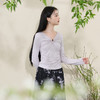 三彩【月影流芳】2026春季新款镂空V领长袖T恤上衣修身打底内搭C 商品缩略图1