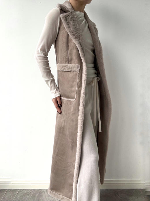 CG｜Selma full length reversible vegan suede VEST [长款 翻领麂皮两面穿马甲 ] 商品图3
