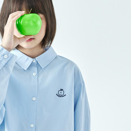 预售3.27发 棵初26年春季新款亲子中大女童胸前水果印花长袖衬衫纯棉宽松衬衣 商品图3