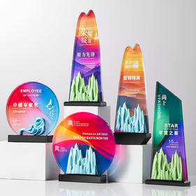 水晶奖杯陶瓷山峰优秀员工企业年会颁奖创意