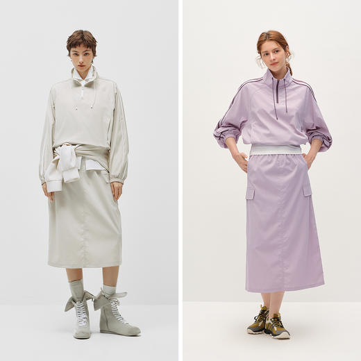 商场同款|森马套装女春插肩袖短上衣开叉长裙2026新款户外两件套 商品图4