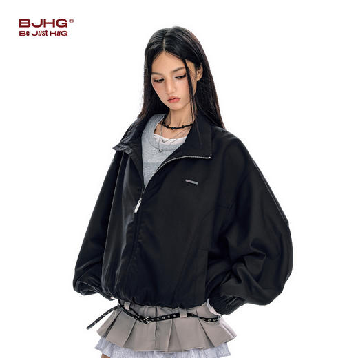 BJHG不计后果纯色短夹克外套男春2026新款美式休闲基础翻领上衣女 商品图3