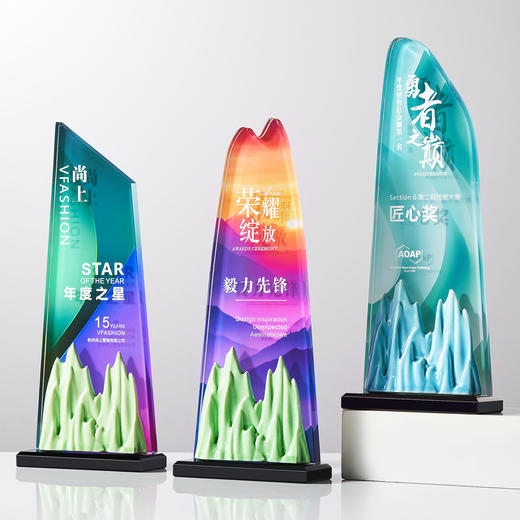 水晶奖杯陶瓷山峰优秀员工企业年会颁奖创意 商品图3