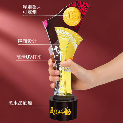 水晶奖杯金属勋章周年实木新款年会定制授权加盟优秀员工超大奖牌 商品图3