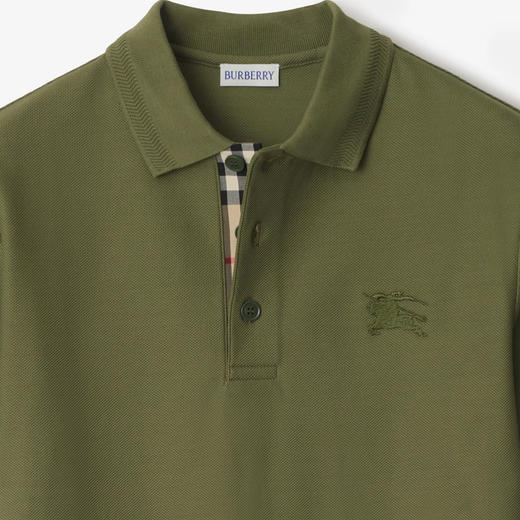 BURBERRY 巴宝莉 男士马术骑士徽标刺绣棉质短袖 Polo 衫 绿色 8099164 A1468 商品图1