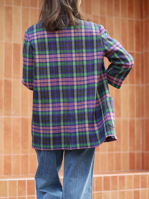 TYNVIE 七分袖前开式无里西装外套 - 格子 商品图9