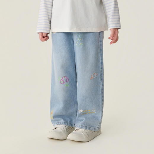 马克珍妮童话世界女童纯棉牛仔阔腿裤2026年春装新款560099 商品图1
